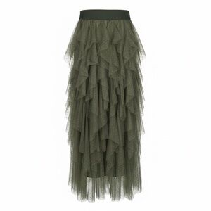 The Chéri Ruffled Tulle Midi Skirt by Anthropologie